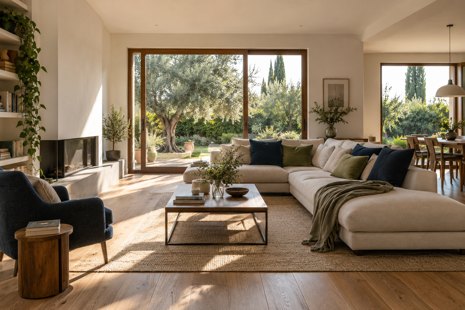 Una casa luminosa, con grandi finestre e un soggiorno rinnovato